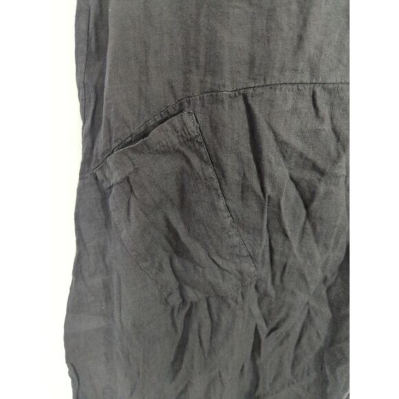 Saga Made in Italy Black Linen Drawstring Midi Lagenlook Dress XL NWT - Picture 5 of 11